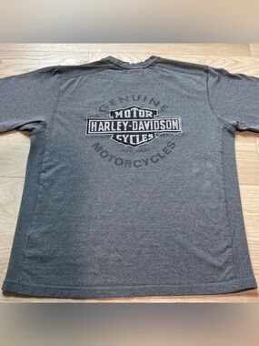 Harley Davidson Shirt Large Gray 2009 Embroidered Logo Big Back Graphic Y2K
